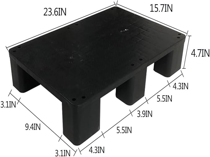 Waterproof Grid Ventilation Floor Pallet Small Warehouse Moisture Barrier Plastic Pallets Moisture Resistant for Logistics and Warehousing, Transportation Facilities(Black-3 Set,23.6x15.7x4.7in) - Image 2
