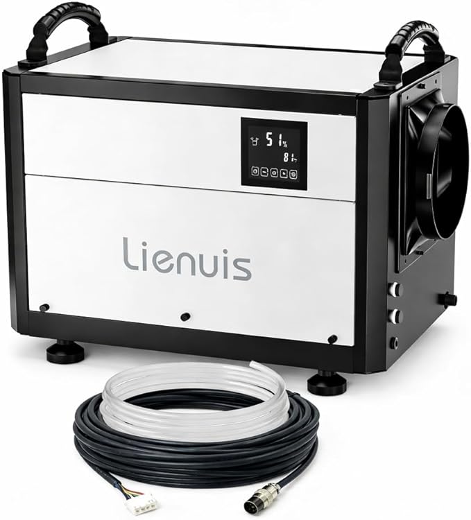 Crawl Space Dehumidifier with Drain Hose, 110 Pint Commercial Dehumidifier for Crawlspaces& Basement, Water Damage Restoration up to 1300 Sq Ft, Detachable Controller & Cable by Lienuis