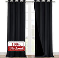 NICETOWN Extra Long Truly Blackout Drapes for Hall and Villa, 52-inch Width Each Panel, 120-inch Length, Black, 2 Pieces, 100% Blackout Window Curtain Panels with Black Lined for Night Shift Worker by NICETOWN