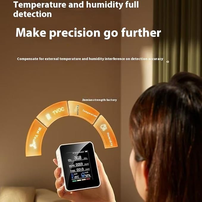 5 in 1 Air Quality Monitor CO2 Meter Carbon Dioxide Detector CO2 CO TVOC HCHO PM2.5 PM1.0 PM10 Temperature Humidity Detection - Image 5