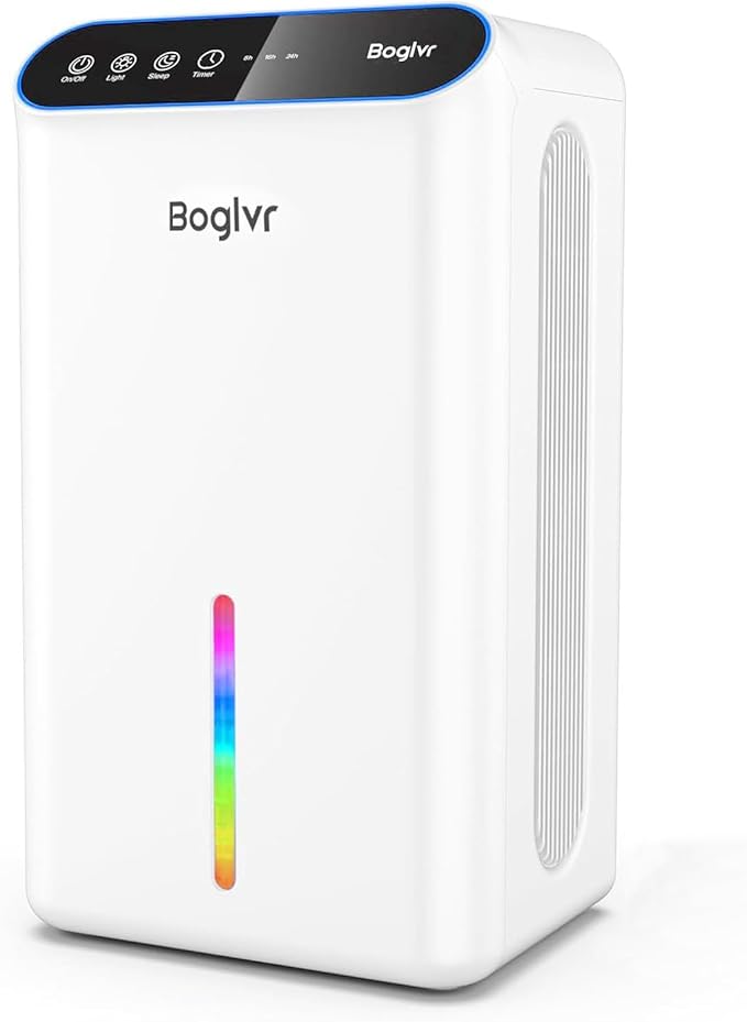 Dehumidifiers, Dehumidifier for Home (85 OZ, 800 sq.ft) Quiet Small Dehumidifier for Bedroom Bathroom Basement with Drain Hose, 3 Gear Timer, Sleep Mode, Auto Shut Off, 7 Color Ambient Light by boglvr