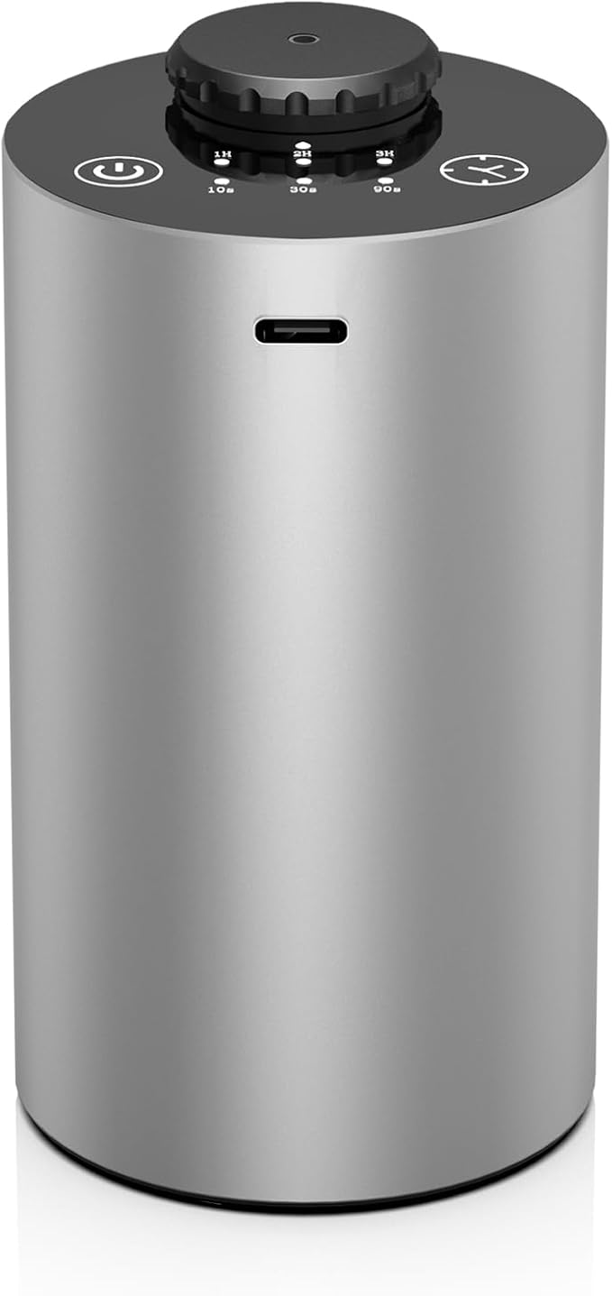 Waterless Essential Oil Diffuser, Battery Powered Mini Scent Air Machine, Aromatherapy Mist Diffuser for Home Room Car Office (E10-silver) by konchile