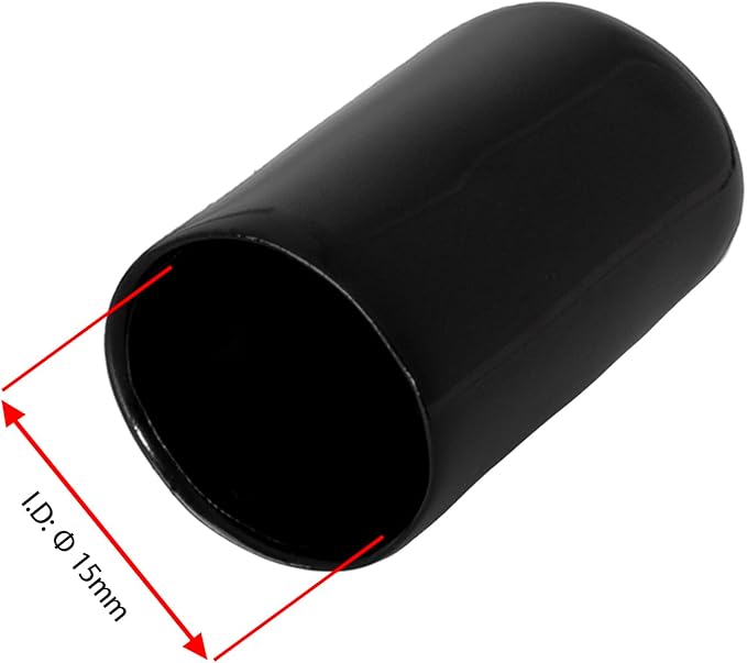 20 PCS Black Round Vinyl Rubber End Caps Kits, Flexible Screw Thread Protectors Safety Cover for Metal Tubing Rod Bolt, 15mm (3/5 inch) - Image 2
