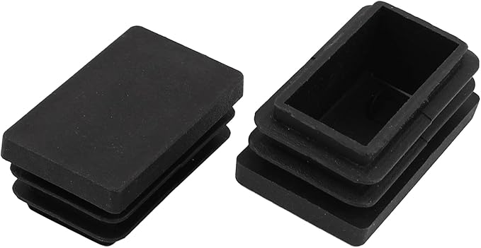 METALLIXITY Rectangle End Caps (50 x 30mm) 2Pcs, Plastic Rectangle Tube Inserts Threaded End Blanking Caps Protector - for Furniture Table Chair Legs, Black by METALLIXITY