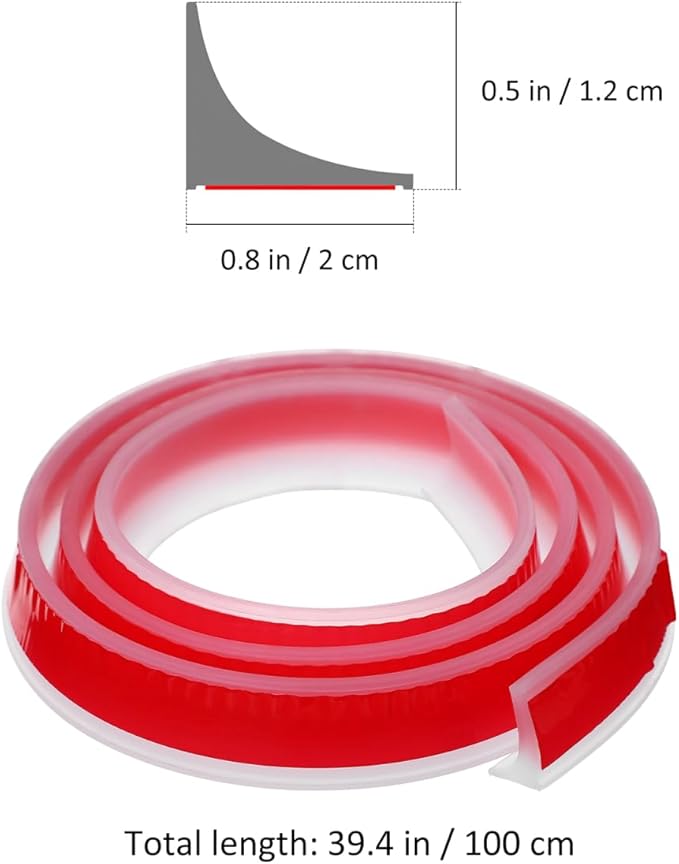 Shower Threshold Water Barrier Strip 39.37 Inch Transparent Adhesive Seal for Kitchen Countertop and Bathroom Sink Splash Guard - Image 2
