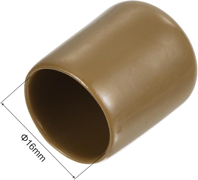 uxcell 20pcs Rubber End Caps 16mm(5/8") ID Vinyl PVC Round Tube Bolt Cap Cover Screw Thread Protectors Light Brown - Image 3