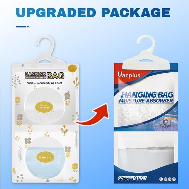 Vacplus Moisture Absorbers Packets, Fragrance Free 10 Pack, Humidity Packs, Dessicant Packets, Hanging Closet Dehumidifier Bags, Odor Eliminator for Bathroom 9.8OZ - Image 8
