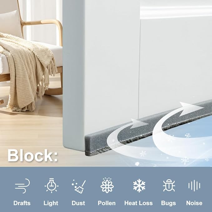 Weather Stripping - Door Seal Strip Draft Stopper Self Adhesive 0.4" x 1.2" x 6.6' Soundproof, Dustproof, Draft Blocker, Door Insulation Strip, Against Cold Air for Winter - Image 5