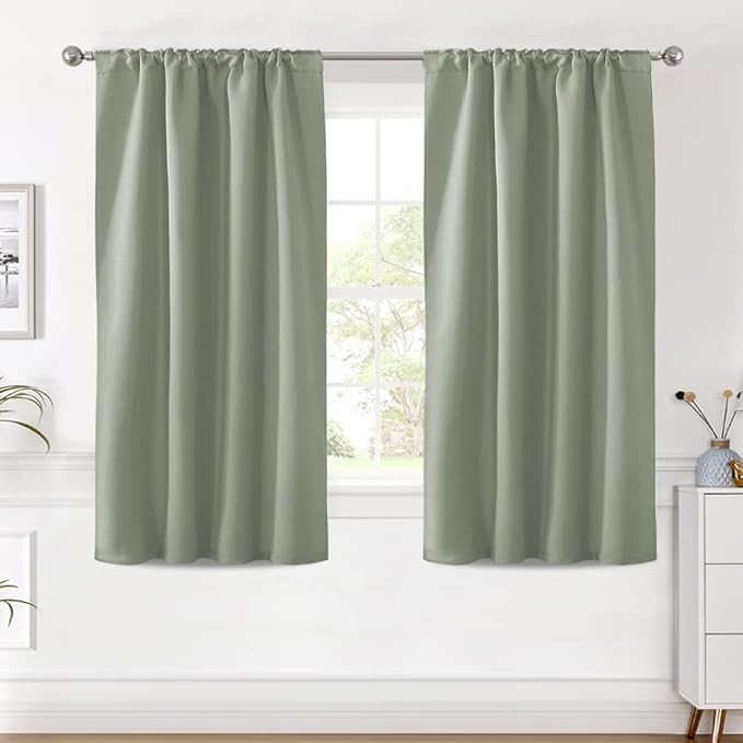 H.VERSAILTEX Blackout Curtains Thermal Insulated Window Treatment Panels Room Darkening Blackout Drapes for Living Room Back Tab/Rod Pocket Bedroom Draperies (2 Panels, Light Sage, 42 x 54 Inch) - Image 2