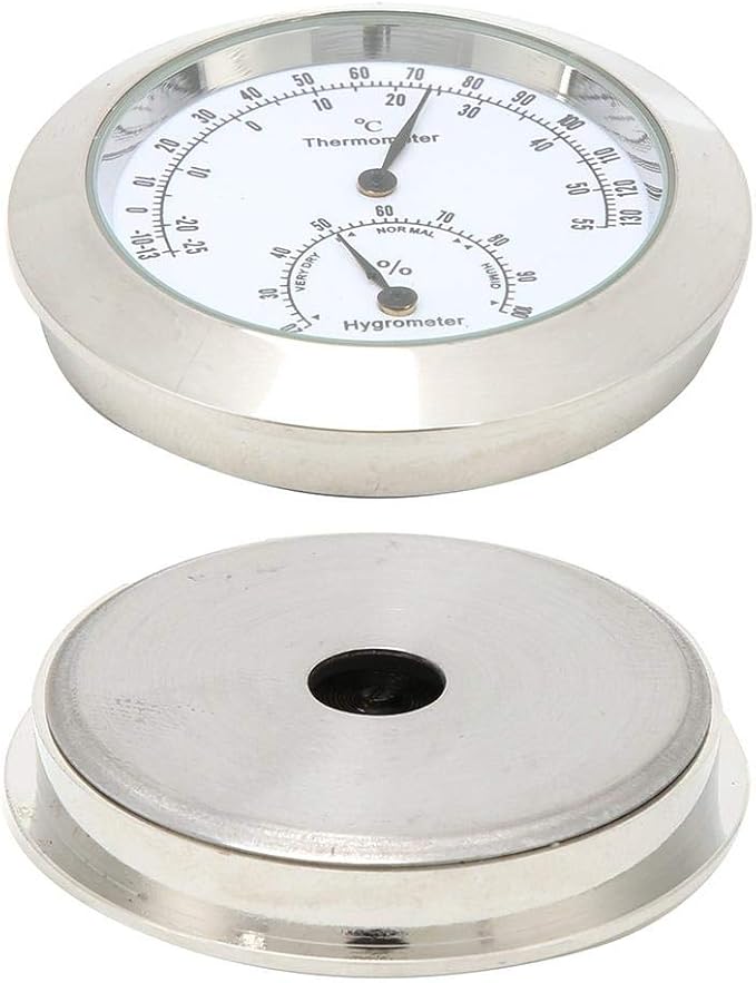 Tbest Guitar Analog Hygrometer,Round Alloy Digital Thermometer Hygrometer Humidity Temperature Meter for Violin Guitar Case for Indoor and Outdoor - Image 7