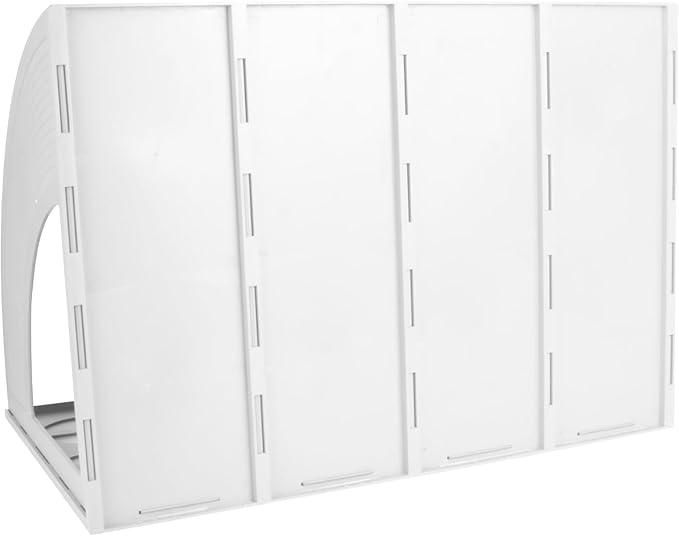 SAYEEC Sturdy Maganize Holder Desktop File Holder Organizer Plastic 4 Section Frames File Dividers Document Cabinet Rack Display Storage Organizer Box (Light Grey) - Image 5