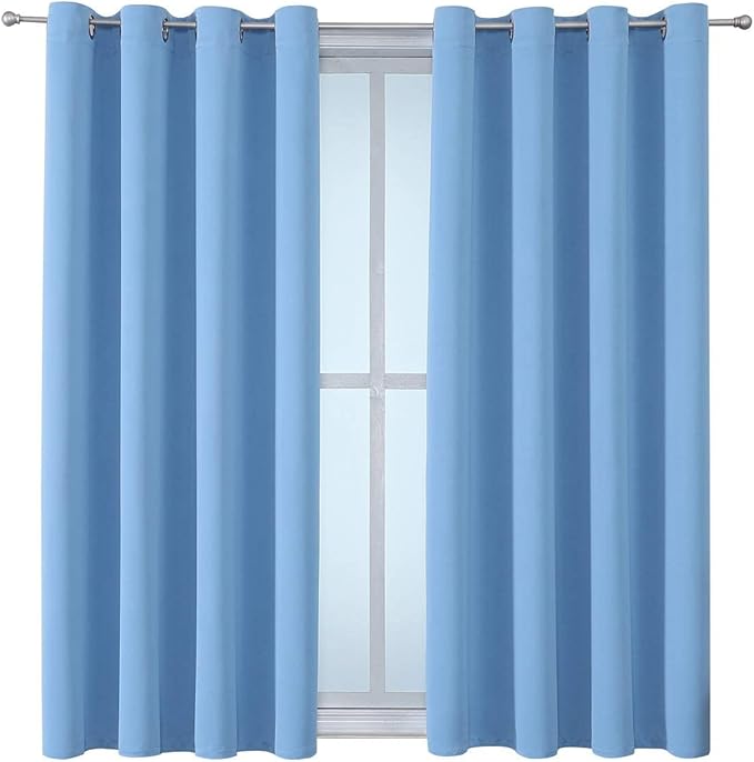 ChrisDowa Grommet Room Darkening Curtains for Bedroom and Living Room - 2 Panels Set Thermal Insulated Blackout Curtains (Sky Blue, 52W x 45L) - Image 7