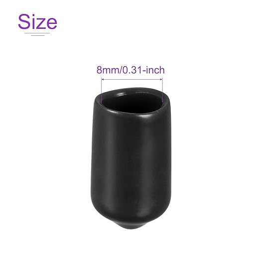 DMiotech 20 Pack 5/16" ID Black Screw Thread Protectors Rubber End Caps Bolt Covers for Screw Bolt Furniture Pipe - Image 4