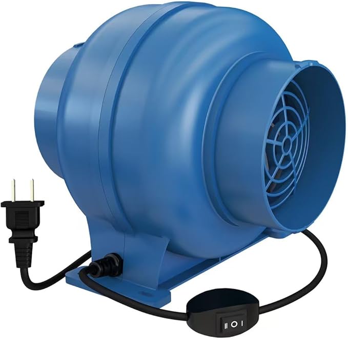 Artibear 3.5 Inch 168 CFM Inline Duct Ventilation Fan with 2 Speed Controller, Air Vent Blower for Hydroponic Grow Tent, Greenhouse, Workshop, Attics, Basement, Kitchens, Blue by Artibear