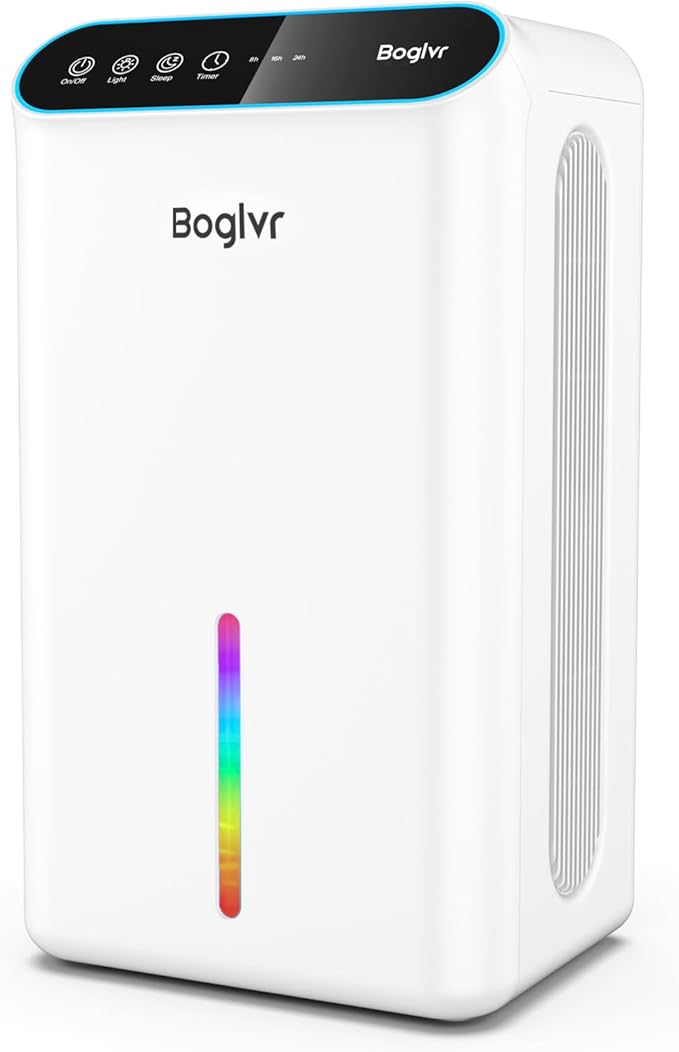 Dehumidifiers, Dehumidifier for Home (85 OZ, 800 sq.ft) Quiet Small Dehumidifier for Bedroom Bathroom Basement with Drain Hose, 3 Gear Timer, Sleep Mode, Auto Shut Off, 7 Color Ambient Light by boglvr