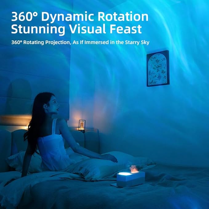 Essential Oil Diffuser, Ripple Projection Vibe Flame Oil Diffuser - Aromatherapy Aroma Humidifier, Upgrade 7 Flame Colors Noiseless 150ml Remote - Perfect for Bedroom Home Office (Ripple White) - Image 5