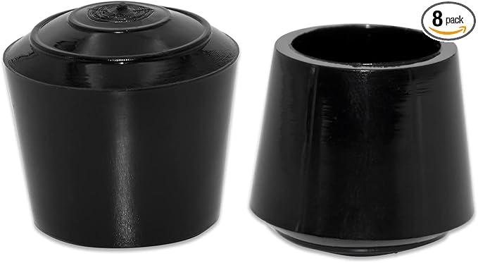 Flyshop 5/8", 16 mm, Patio Round Chair Leg Caps, Furniture Table Feet Covers Floor Protectors, Non-Marking Odourless Synthetic Rubber Legs Tips, 8 Pack, Black by Flyshop