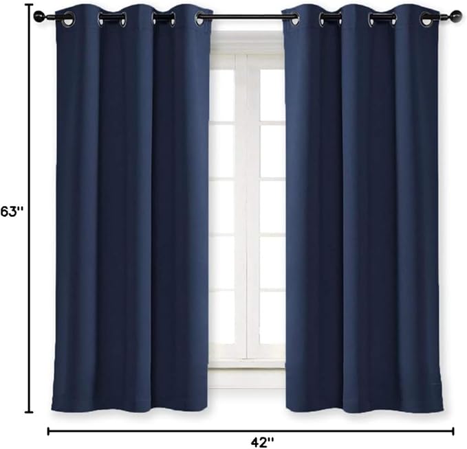 NICETOWN Bedroom Window Blackout Curtain Panel - Thermal Insulated Blackout Room Darkening Drape/Drapery (Navy Blue, 1 Panel, 42 x 63 inch) - Image 9