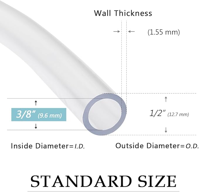 DAVCO 3/8" ID - 50 ft Clear Vinyl Tubing, Low Pressure Flexible PVC Tube, Heavy Duty UV Chemical Resistant Lightweight Plastic Vinyl Hose, BPA Free and Non Toxic, with 2 Stainless Clamps - Image 3