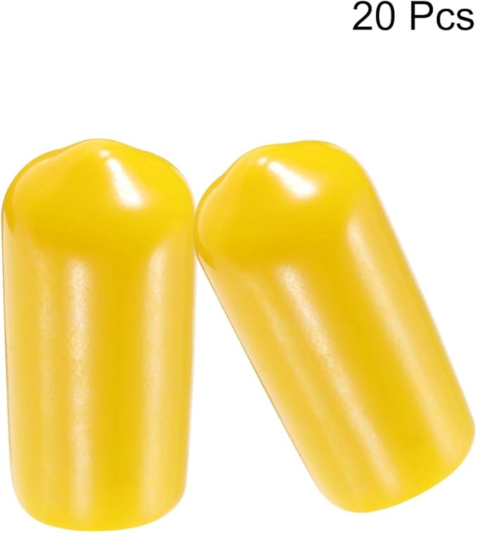 uxcell 20pcs Rubber End Caps 9.5mm(3/8") ID Vinyl PVC Round Tube Bolt Cap Cover Screw Thread Protectors Yellow - Image 2