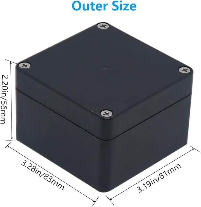 Outdoor Waterproof Junction Box IP67 Project Box ABS Black Electrical Boxes Electronic Enclsoure for DIY Project 3.3x3.2x2.2inch (83 x 81 x 56 mm) - Image 3