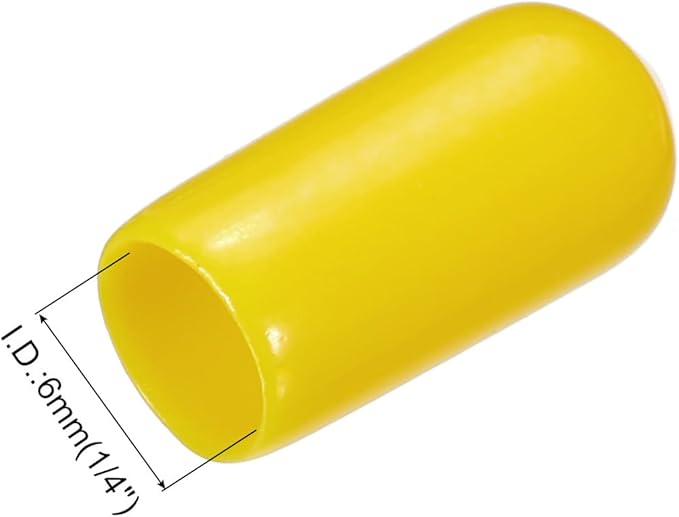 uxcell 20pcs Rubber End Caps 6mm(1/4") ID Vinyl PVC Round Tube Bolt Cap Cover Screw Thread Protectors Yellow - Image 3