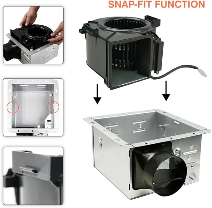 BV Bathroom Exhaust Fan 90CFM - Bathroom Fan 0.9 Sones, 4" Duct Collar,Rooms Up to 80-90 Sq. Ft. |Energy-Saving Ventilation Fan - No Attic Access & Ultra-Quiet | Energy Star, HVI 2100, UL Certified - Image 5