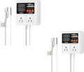 iPower Temperature Controller 1200W 10A Dual Digital Outlet Thermostat Plug, Pre-Wired, 2 Stage Heating and Cooling Mode, Fermentation BBQ Reptile Aquarium, 2 Pack by iPower