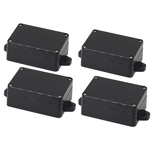 Zulkit Junction Box IP65 Waterproof ABS Plastic Universal Electrical Boxes Project Enclosure with Fixed Ear Black 3.27 x 2.28 x 1.30 Inch (Pack of 4) by Zulkit