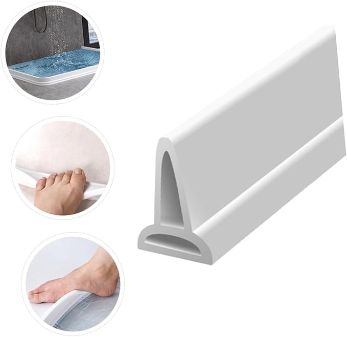 1m Bendable Water Retaining Strip for Shower and Bathroom Self-Adhesive Baffle Flexible Silicone Water Barrier for Dry and Wet Separation Easy to Clean - Image 6