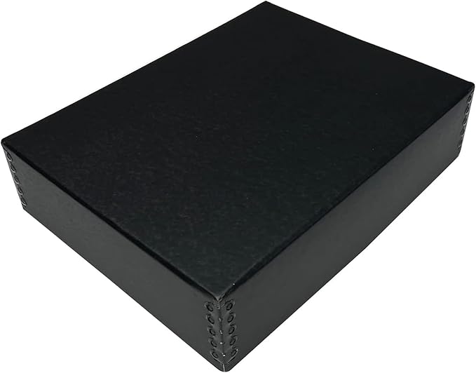 Lineco, 9x12x3 Museum Storage Box, Removable Lid and Drop Front Design. Archival Acid-Free with Metal Edge. Storing for Photos, Documents, Prints, DIY, Black by Lineco
