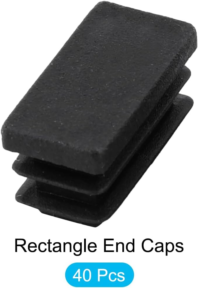 METALLIXITY Rectangle End Caps (26 x 13mm) 40Pcs, Plastic Rectangle Tube Inserts Threaded End Blanking Caps Protector - for Furniture Table Chair Legs, Black - Image 5