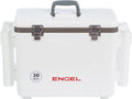 Engel UC30 30qt Leak-Proof, Air Tight, Fishing Drybox Cooler with Built-in Fishing Rod Holders, Also Makes The Perfect Hard Shell Lunchbox for Men and Women in White by ENGEL