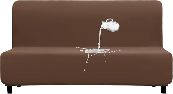 PureFit 100% Dual Waterproof Futon Cover - Stretch Non Slip Fleece Sofa Covers, Washable, Leakproof Furniture Protector for Kids, Pets, Dogs (Brown) by PureFit
