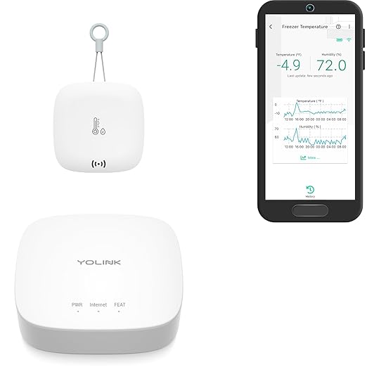YoLink Smart Outdoor Temperature & Humidity Sensor, Hygrometer, Thermometer, 1000' Long Range, 2+ Years Battery Life, App Alerts, Text/SMS, Email Alerts, Alexa, IFTTT Integration. Hub Included! by YoLink