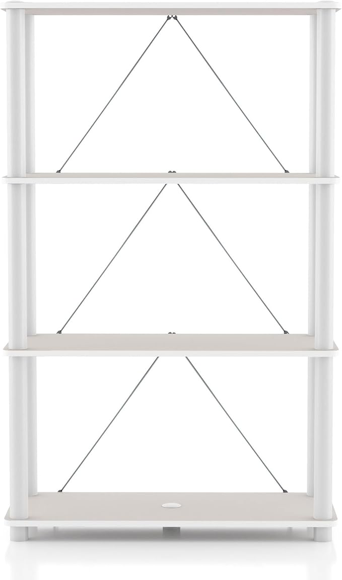 Homes: Inside + Out Apexa Modern 4-Tier Wide Shelving Units, Collectibles Display Shelves, Easy Assembly Standing Shelf, Home Storage Organizer for Living Room, Bedroom, Office, Taupe Grey - Image 11