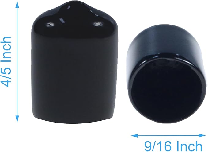 Acocony 9/16 Inch Rubber Cap Round Rubber End Caps PVC Flexible Protector Plastic Plugs for Round Holes Black Pack of 12 - Image 2