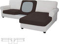 Easy-Going Stretch 3 Pieces Couch Cushion Covers for Sectional Sofa Left/Right L Shape Chaise Lounge Sofa Seat slipcover Anti-Slip Sofa Cover Soft (2 Seater + 1 Chaise, Chocolate) by Easy-Going