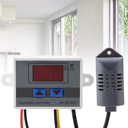 Digital Hygrometer, XH-W3005 Digital Hygrometer Switch Controller Humidity Sensor 0~99% RH 12V/24V/220V Capacitor Assortment Digital Humidity Controller(220V) - Image 3