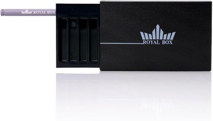 Generic Original Royal Box Black 8 Compartment Snuff Storage Box with Built in 3"" Metal Alloy Straw - Image 3