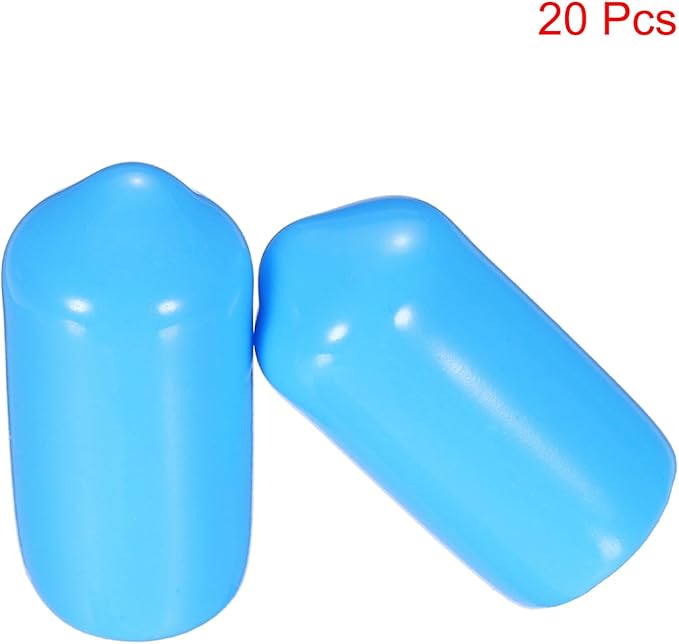uxcell 20pcs Rubber End Caps 8mm(5/16") ID Vinyl PVC Round Tube Bolt Cap Cover Screw Thread Protectors,Light Blue - Image 2