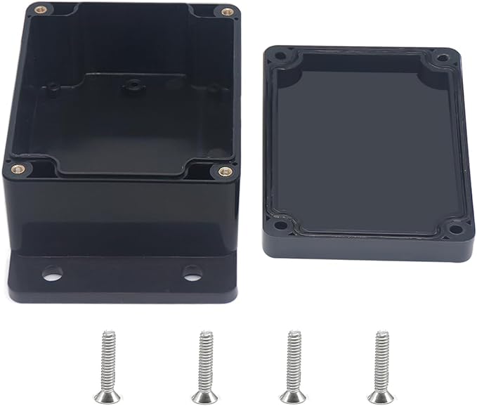 Outdoor Waterproof Junction Box IP67 Project Box ABS Black Electrical Boxes Electronic Enclsoure with Mounting Ear for DIY Project 4.5 x 3.5 x 2.2 inch (115x90x55mm) by Otdorpatio