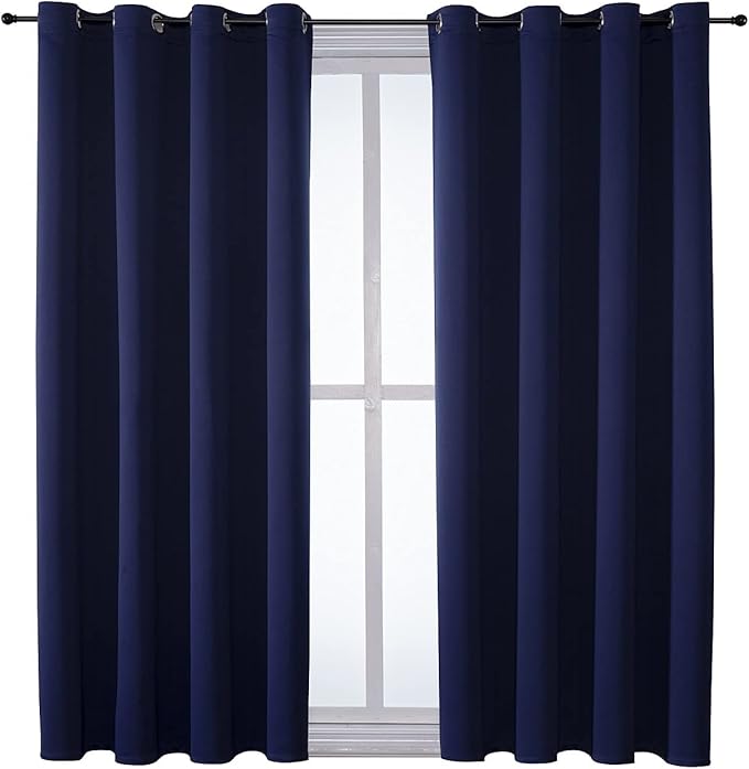 ChrisDowa Grommet Blackout Curtains for Bedroom and Living Room - 2 Panels Set Thermal Insulated Room Darkening Curtains (Navy Blue, 52W x 54L) - Image 7