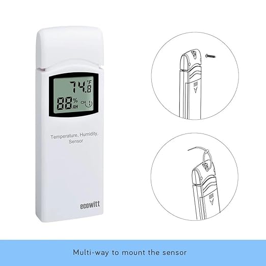 ECOWITT Digital Weather Station WH0299, Includes WN31 Multi-Channel Thermometer Hygrometer and WH0298_C Indoor Display, Temperature Humidity Sensor Gauge Meter, 915 MHz - Image 2