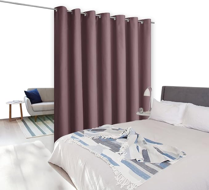 NICETOWN Room Separating Divider, Dry Rose Room Divider Curtain Screen Partition, Function Thermal Blackout Patio Door Curtain, Sliding Door Insulated Curtain for Patio, 8.3ft Wide x 10ft Long - Image 9
