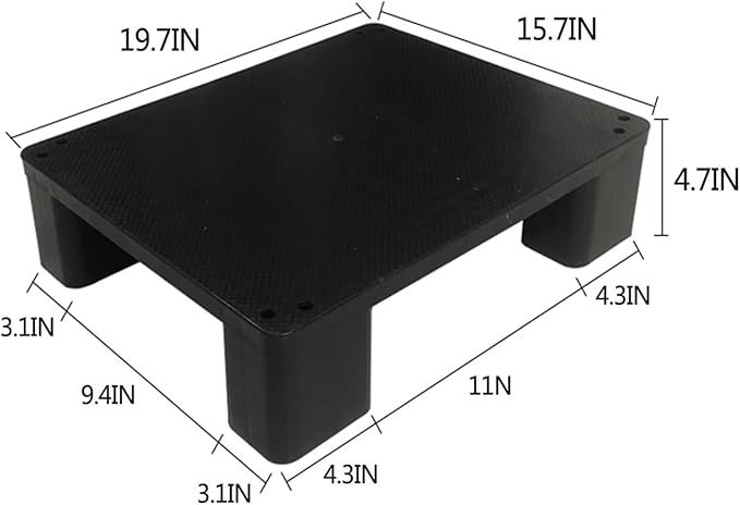 Waterproof Grid Ventilation Floor Pallet Small Warehouse Moisture Barrier Plastic Pallets Moisture Resistant for Logistics and Warehousing, Transportation Facilities(Black-1 Set,19.7x15.7x4.7in) - Image 2