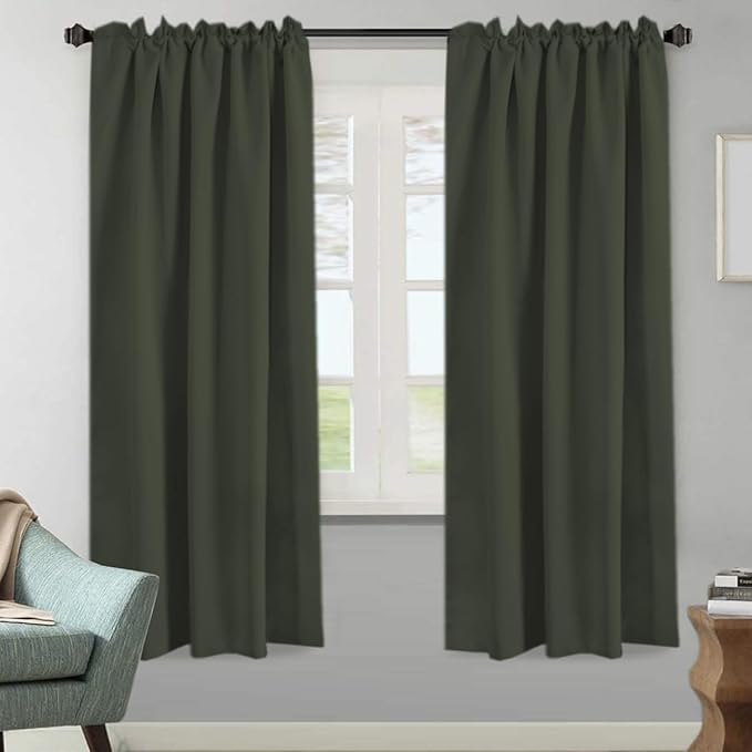 H.VERSAILTEX Blackout Curtains Thermal Insulated Window Treatment Panels Room Darkening Blackout Drapes for Living Room Back Tab/Rod Pocket Bedroom Draperies (2 Panels, Olive, 52 x 72 Inch) - Image 2