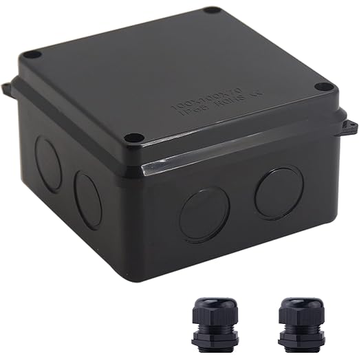 Junction Box, Reserved Holes Electrical Boxes Waterproof IP65 ABS Plastic Electrical Power Cord Enclosure Project Box Black 3.9 x 3.9 x 2.8 inch(100x100x70mm) by LuSumtly