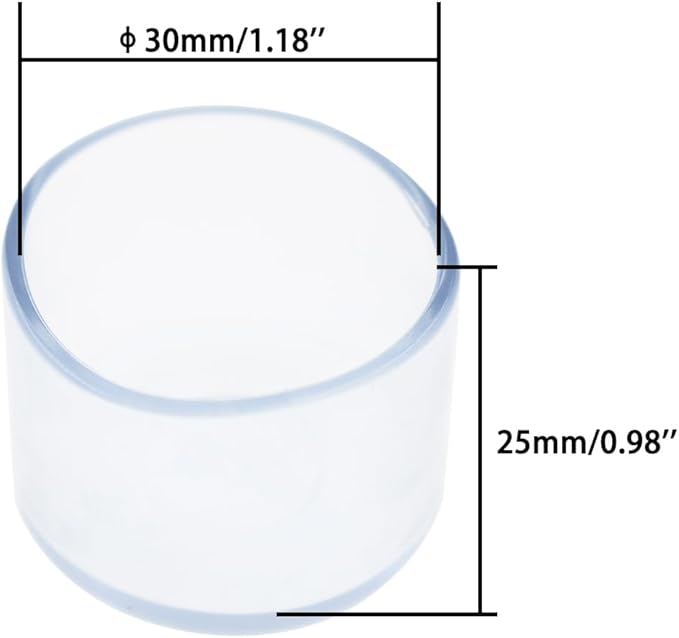 Round Chair Leg Caps,PVC Furniture Feet Covers,TTZEZE Transparent Round Floor Protectors,Clear Table Feet Covers Preventing Plastic Chair Leg Covers Scratches and Noise 30mm/1.18'', 24 - Image 2