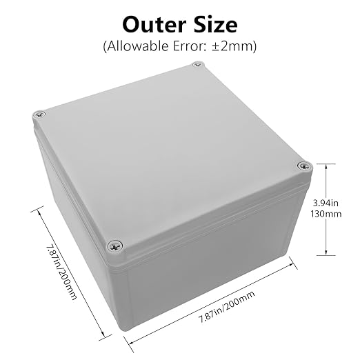 LeMotech Waterproof Dustproof IP67 Junction Box DIY Case Enclosure Gray 7.9 x 7.9 x 5.1 inch (200 x 200 x 130 mm) - Image 2